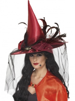 Čarodějnický klobouk deluxe - rudý