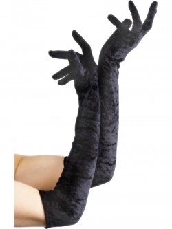 Černé saténové rukavice - dlouhé