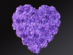 Květinové srdce - fialové - 1ks