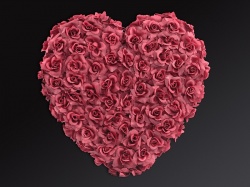 Květinové srdce - červené - 1ks