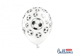 Pastelový bílý balónek - vzor fotbal 