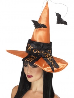 Oranžový čarodějnický klobouk