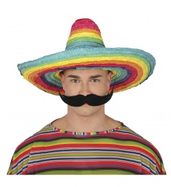 Mexický vícebarevný slaměný klobouk