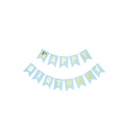 Happy birthday - banner modrý
