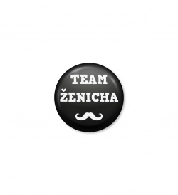 Placka team ženicha - černá, knírek