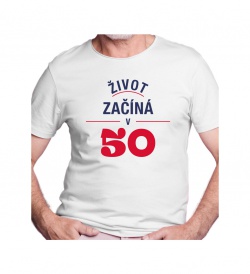 Pánské triko bílé - Život začíná v 50