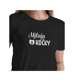 Dámské triko černé - Miluju kočky