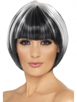 Paruka - bílo-černá Quirky Bob