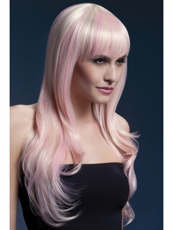 Paruka Sienna deluxe - blond/růžová